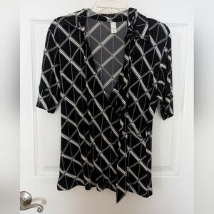 Merona Black and White Plaid Top
